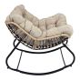 Chaise berçante Cosmos, acier et rotin, noir et crème