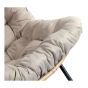 Chaise berçante Cosmos, acier et rotin, noir et crème