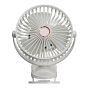 USB Clip Fan - 6" - 6-Speed - Rechargeable - White