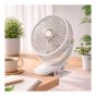 USB Clip Fan - 6" - 6-Speed - Rechargeable - White