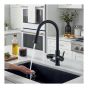 Pull-Out Kitchen Faucet & Glass Rinser - Matte Black