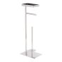 Porte-papier toilette sur pied, tablette, chrome poli