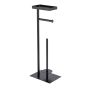 Porte-papier toilette sur pied, tablette, noir mat
