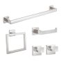 Ensemble d'accessoires de salle de bain muraux, chromé, 5 pcs