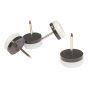 Nail-On Glides with Cushioned Polypropylene Base - White - 21 mm - 4/Pkg
