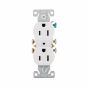 Prise double pour lame droite, commercial, 15 A, blanc