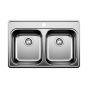 Kitchen Sink - 2 Bowls - 1 Hole - Stainless Steel - 31" x 21" x 8"