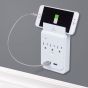 Multiprise murale avec 2 ports USB + support de téléphone