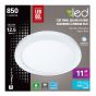 Plafonnier DEL, 12,5 W @ 4 000 K @ 850 lm, 50 000 h, blanc, 11"
