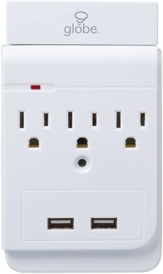 Multiprise murale avec 2 ports USB + support de téléphone