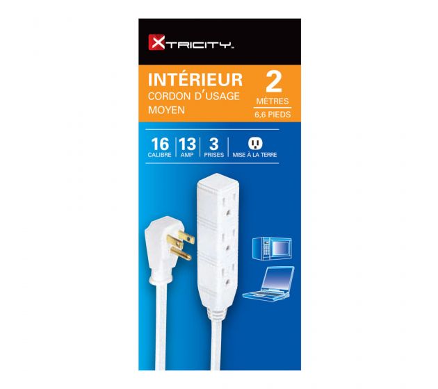 Indoor 3-outlet extension cord