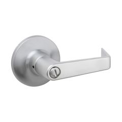 Levier pour porte privée, pêne ajustable, chrome brossé