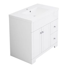 Meuble-lavabo, Brooklyn, 2 portes/2 tiroirs, blanc laqué, 36 1/4" x 34 3/4"