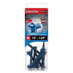Concrete Screws - Hex Head 1/4" x 1 3/4" - Drill Bit incl. - 10/pack
