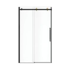Porte de douche coulissante, Vela, 44 1/2" - 47" x 78 3/4", verre clair, noir mat/or brossé