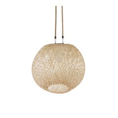 Luminaire suspendu solaire en bambou, 8 lm, 15" x 13"