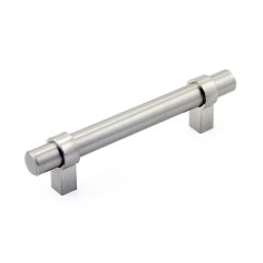 Poignée contemporaine en métal, 96 mm, nickel brossé