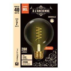Ampoule DEL Vintage à filament, verre fumé, G40, 40 W, blanc doux