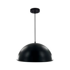 Luminaire suspendu à une lumière, 18", noir/blanc mat