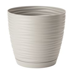 Pot d'intérieur en céramique avec soucoupe, gris, 17 cm