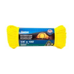Corde à noyau creux en polypropylène, jaune, 1/4" x 100'