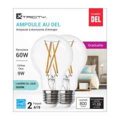 Ampoule DEL à filament Type A Clair/ 9 W / 120 V / 5 000 K Lumière du jour (2)