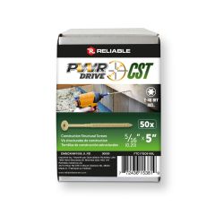 Vis structurale PWR DRIVE CST, Tête plate surdimensionnée, 5/16 po x 5 po, Boite de 50