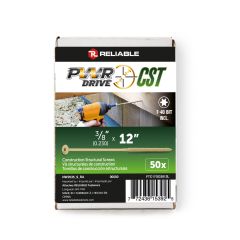 Vis structurale PWR DRIVE CST, Tête plate surdimensionnée, 3/8 po x 12 po, Boite de 50