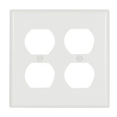 Wallplate - Duplex Receptacle - 2 Gang - Plastic - White