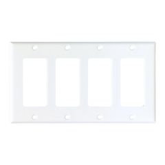 Wallplate - Decocative - 4 Gang - Plastic - White