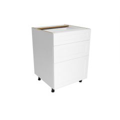 Caisson inférieur 3 tiroirs, Shaker, blanc, 24" x 34 3/4" x 24"