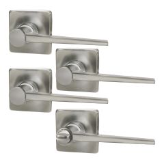 Ensemble de leviers pour portes privées et de passage, Windsor, nickel satiné, 4/pqt