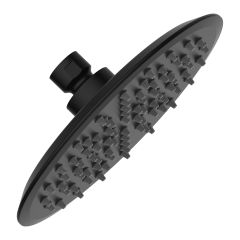 Pomme de douche à effet pluie, rond, noir mat, 8"