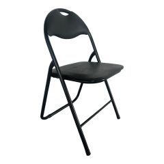 Chaise pliante, faux cuir, noir, 44 x 45 x 80 cm