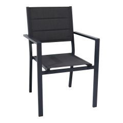 Chaise empilable, aluminium/textilène, charbon, 57,5 x 57 x 87 cm