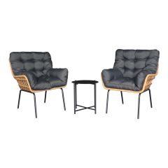 Bistro Set – Steel and Wicker – 3 pcs