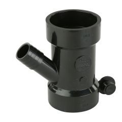 Raccord en Y pour lave-vaisselle, ABS-DWV, femelle, noir, 1 1/2" x 3/4"