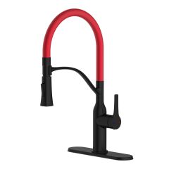 Robinet de cuisine, rétractable, Meda, rouge/noir