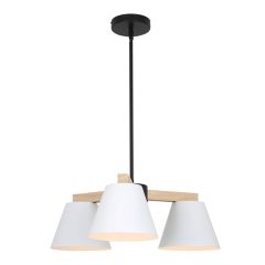 Luminaire suspendu Maderrio, 3 lumières, 8", noir-blanc mat