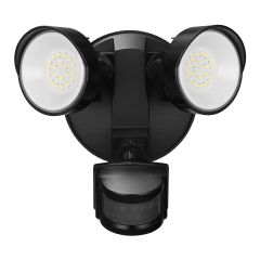 Lumière de sécurité, DEL, 2 têtes, à piles, noir