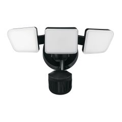 Lumière de sécurité à détection de mouvement, DEL, 3 lumières, noir