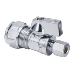 Valve d’arrivée d’eau, horizontale, 5/8" COMP x 3/8" COMP, laiton