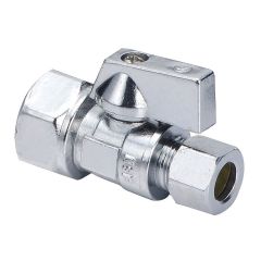 Valve d’arrivée d’eau, horizontale, 3/8" FIP x 3/8" COMP, laiton
