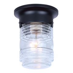 Plafonnier d’extérieur, verre transparent, encastré, 5 po x 6 po, noir