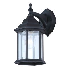 Applique murale extérieure DEL DANE, verre transparent, noir, 6-1/4 po x 12 po x 8 po