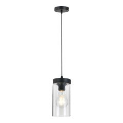 Luminaire suspendu, 1 lumière, Clema, noir-verre, 12 cm