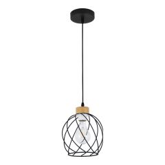 Luminaire suspendu, 1 lumière, Kerzia, noir-bois, 16 cm