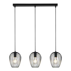 Luminaire suspendu, 3 lumières, Hera, noir, 78 cm