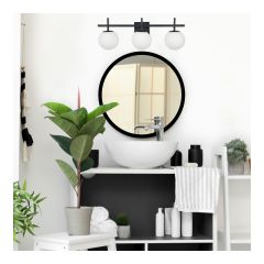 Appliqué mural pour vanité, 3 lumières, noir