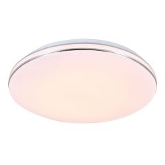 Ceiling Light, LED, Round, White and Silver, 13-in
